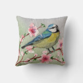 cojín pájaro y flores a la acuarela クッション (裏面)