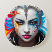 Cojín Redondo skin paint girl white ラウンドクッション (正面)