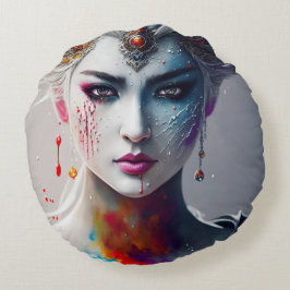 Cojín Redondo skin paint girl white ラウンドクッション