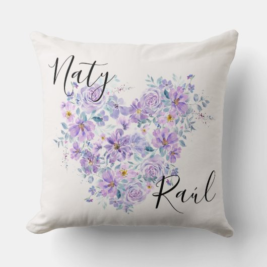 Cojines Personalizados para Parejas en Tonos Lila クッション (正面)