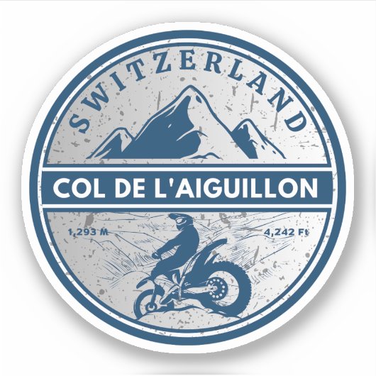 Col de l'Aiguilon swiss alpsオートバイギフト シール (正面)
