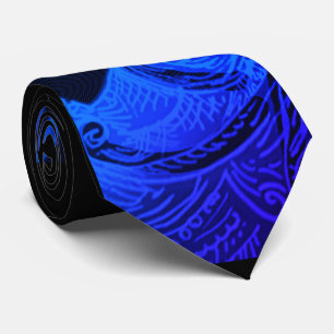 Colbaltの青および黒い波 ネクタイ