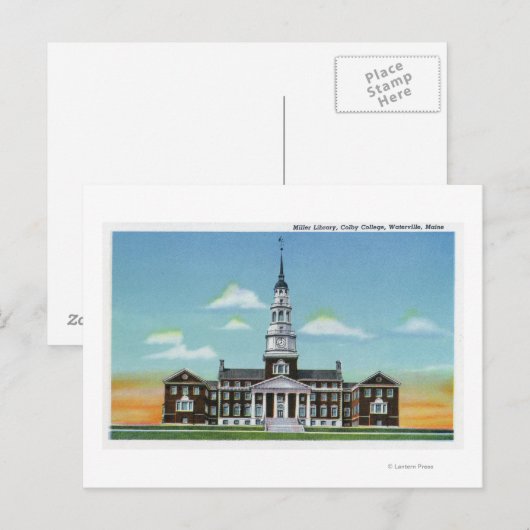 Colby College Miller Libraryの外観 ポストカード (正面/裏面)