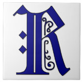 Colchester Letter R in Blue Monogramタイル タイル (正面)