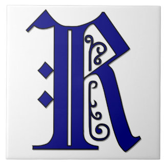 Colchester Letter R in Blue Monogramタイル タイル