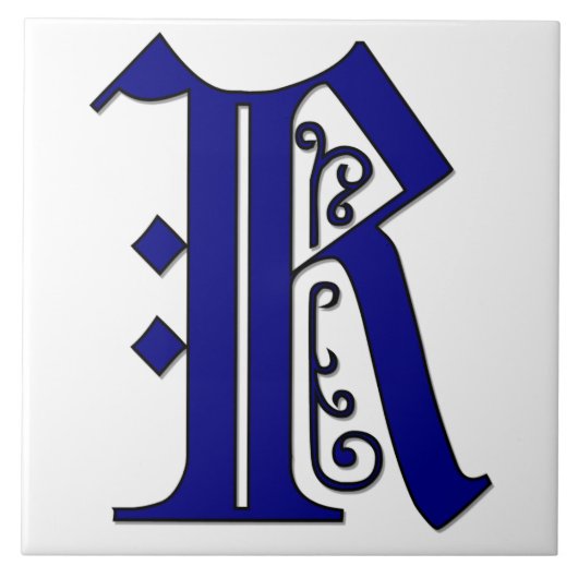 Colchester Letter R in Blue Monogramタイル タイル (正面)