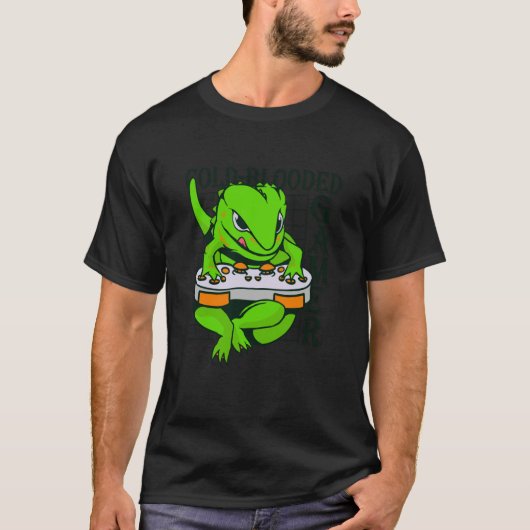 cold blooded gamer gecko lizard reptile tシャツ (正面)