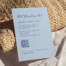 Cold Blue ウェディング RSVP カード QR コード