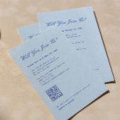 Cold Blue ウェディング RSVP カード QR コード