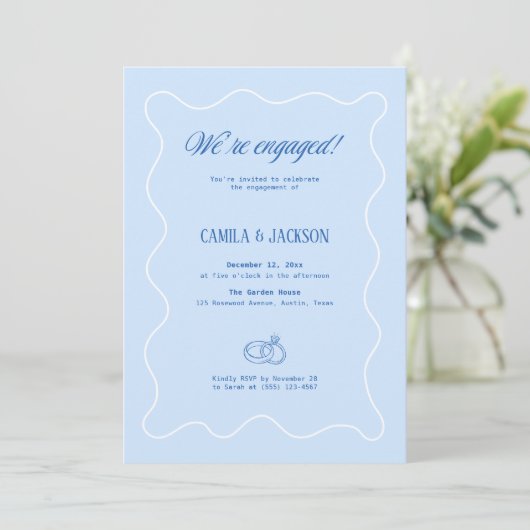 Cold Blue Wedding Engagement Party 招待状 (スタンド正面)