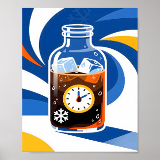Cold Brew Coffee Time Concept Modern Blue ポスター