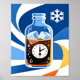 Cold Brew Coffee Time Concept Modern Blue ポスター