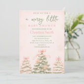 Cold Elegant A Pink Bow Coquette Baby Shower 招待状 (スタンド正面)