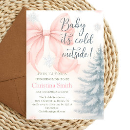 Cold Elegant A Pink Bow Coquette Baby Shower 招待状