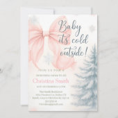 Cold Elegant A Pink Bow Coquette Baby Shower 招待状 (正面)