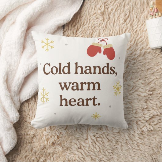 Cold Hands, Warm Heart – Cozy Winter Throw Pillow  クッション (ブランケット)