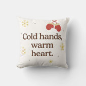 Cold Hands, Warm Heart – Cozy Winter Throw Pillow  クッション (正面)