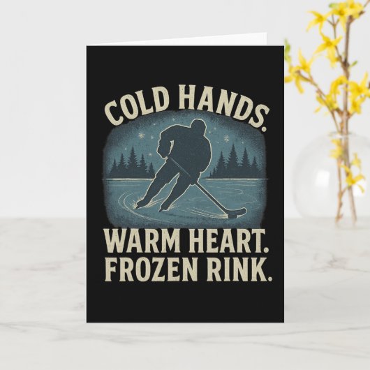 Cold Hands Warm Heart Frozen Rink – Ice Hockey Win カード (黄色い花)