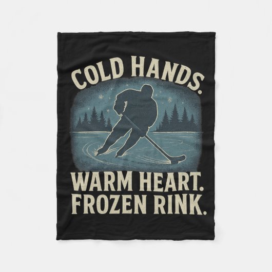Cold Hands Warm Heart Frozen Rink – Ice Hockey Win フリースブランケット (正面)