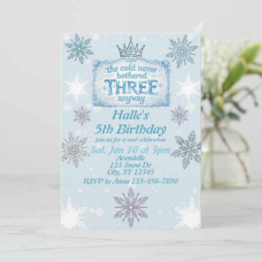 Cold Never Bothered Three Snowflake Birthday 招待状 (スタンド正面)