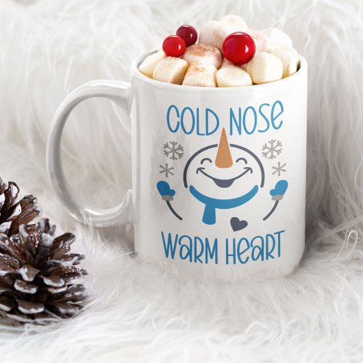 Cold Nose Warm Heart, Cute Snowman コーヒーマグカップ