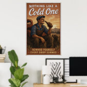 Cold One – ビール愛好家ヴィンテージアート ポスター (ホームオフィス)