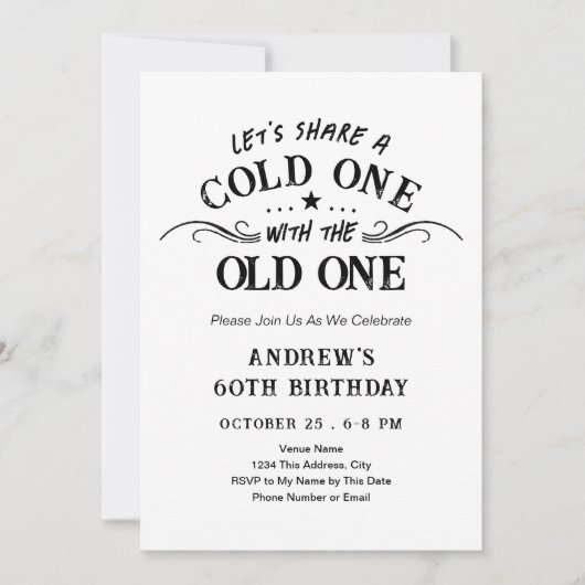 Cold One with the Old One Beer 60th Birthday 招待状 (正面)