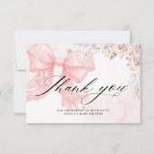 Cold Outside Pink Bow Baby Shower Thank You カード (正面)