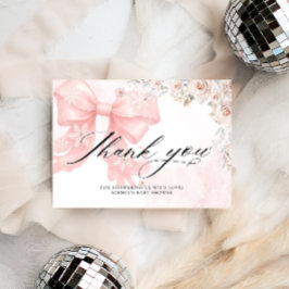 Cold Outside Pink Bow Baby Shower Thank You カード