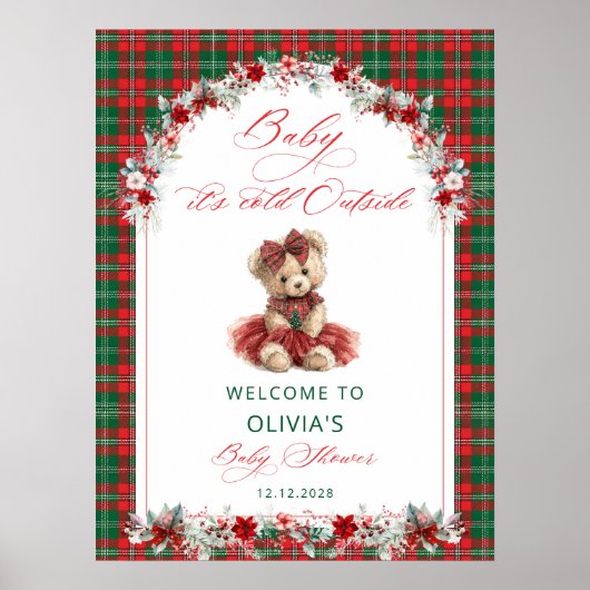 Cold Outside Teddy Bear Baby Shower Welcome ポスター (正面)