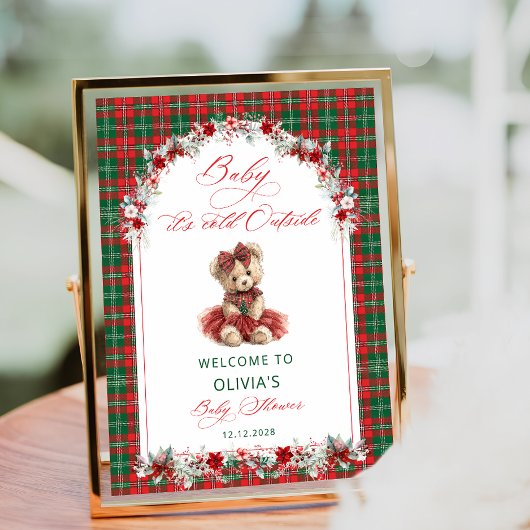 Cold Outside Teddy Bear Baby Shower Welcome ポスター