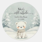 Cold Outside Winter Gender Neutral Baby Shower  ラウンドシール (正面)