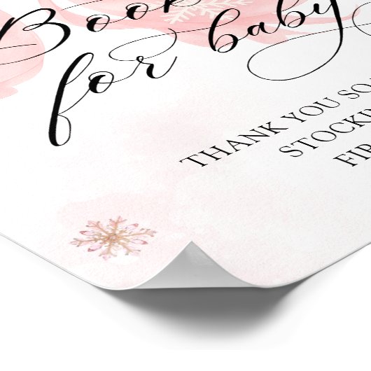 Cold Outside Winter Pink Bow Books for Baby ポスター (角)