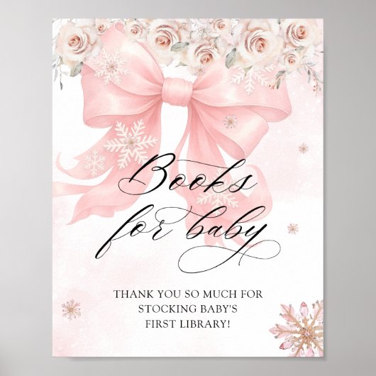 Cold Outside Winter Pink Bow Books for Baby ポスター (正面)