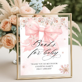 Cold Outside Winter Pink Bow Books for Baby ポスター