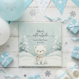 Cold Outside Winter Polar Bear Baby Shower  ゲストブック