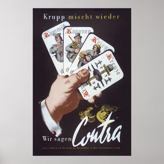 Cold War GDR Propaganda Poster Krupp Anti-Arms ポスター (正面)