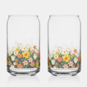 coldcoffee glass bottle with flowers ガラス缶 (正面)