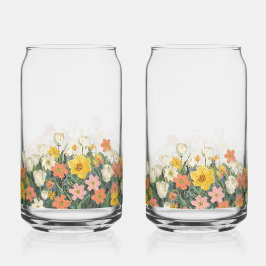 coldcoffee glass bottle with flowers ガラス缶