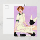 Coles Phillips「フェイドアウェイ ガール」 “鳩に餌をやる女性” ポストカード (正面/裏面)