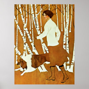 Coles Phillips「フェードアウェイ・ガール」秋の散歩カバー ポスター