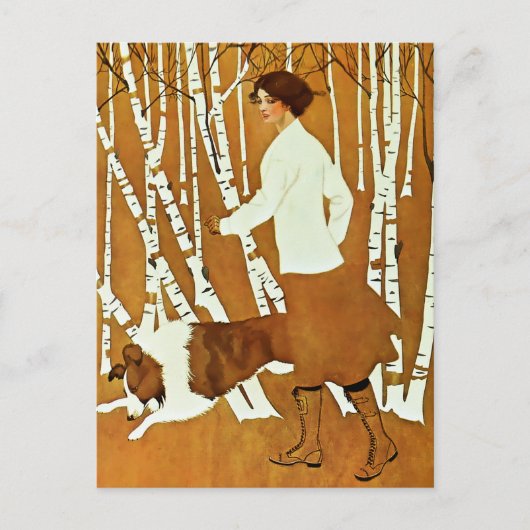 Coles Phillips「フェードアウェイ・ガール」秋の散歩カバー ポストカード (正面)