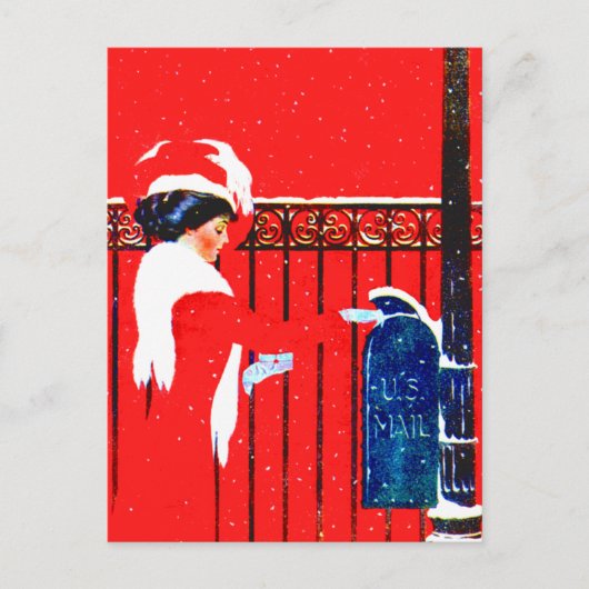 Coles Phillips Fadeaway Girl – ホワイトクリスマス シーズンポストカード (正面)