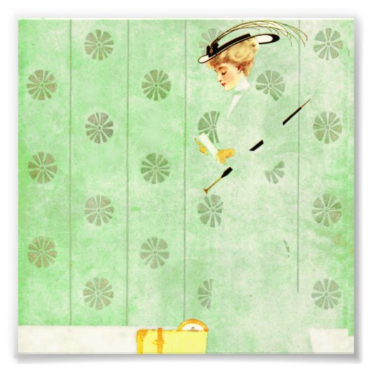 Coles Phillips 'Fadeway Girl' "Green Wallpaper" フォトプリント (正面)
