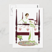 Coles Phillips Woman and Four poster and Quilts ポストカード (正面/裏面)