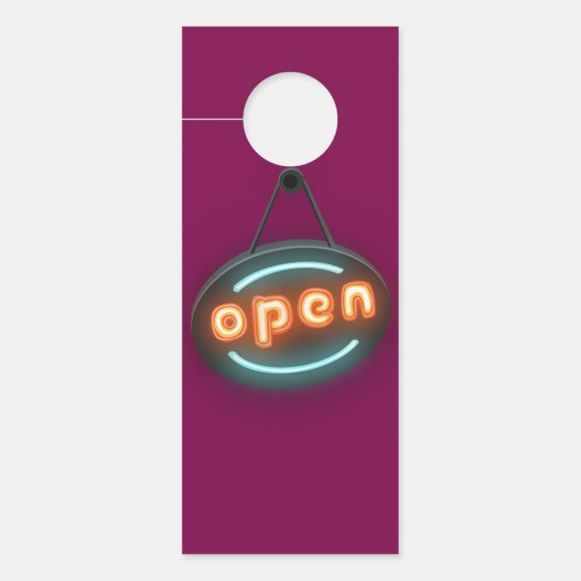 Colgador para Puertas Palabra Open En Estilo Neón ドアノブサイン (正面)