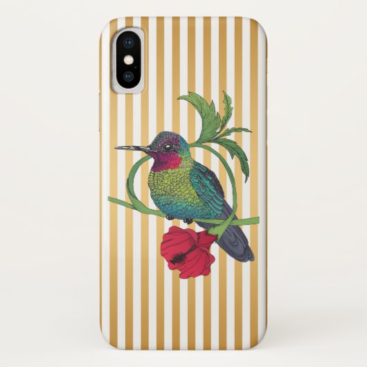 Colibri鳥金ゴールドストライプイラストレーションiPhoneケース Case-Mate iPhoneケース (裏面)