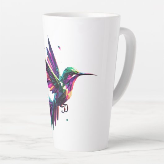 Colibrí Arcoíris Geométrico – Arte Moderno Vibrant カフェラテマグ (右アングル)