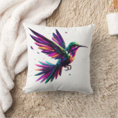 Colibrí Arcoíris Geométrico – Arte Moderno Vibrant クッション (ブランケット)