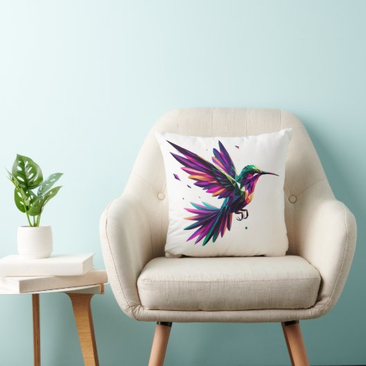 Colibrí Arcoíris Geométrico – Arte Moderno Vibrant クッション (椅子)